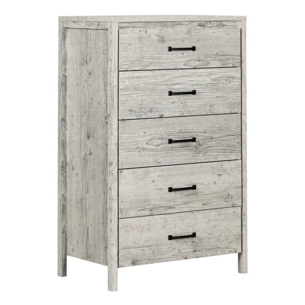 Modern Washed Pine 5 Drawer Storage Chest Tall Bedroom Organizer